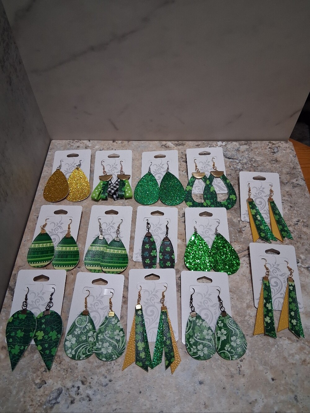 Green Shamrock-Themed Party Earrings Set - Festive Home Party Accessories